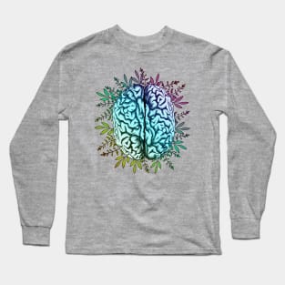 Brain, rainbow color,leaves,positivity, creativity, right hemisphere brain, health, Mental, mind Long Sleeve T-Shirt